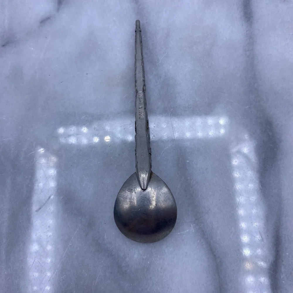 Vintage Boma Canada Totem Pole Souvenir Spoon Silver Pewter Indigenous Artisan